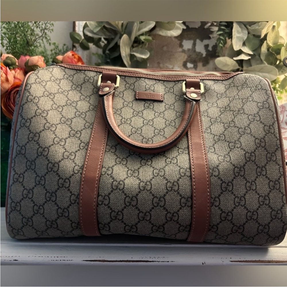 Gucci Beige and Brown Monogram Duffel Bag - Sold as authentic but no prove